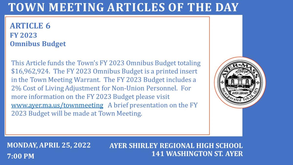 FY 2023 Article 6