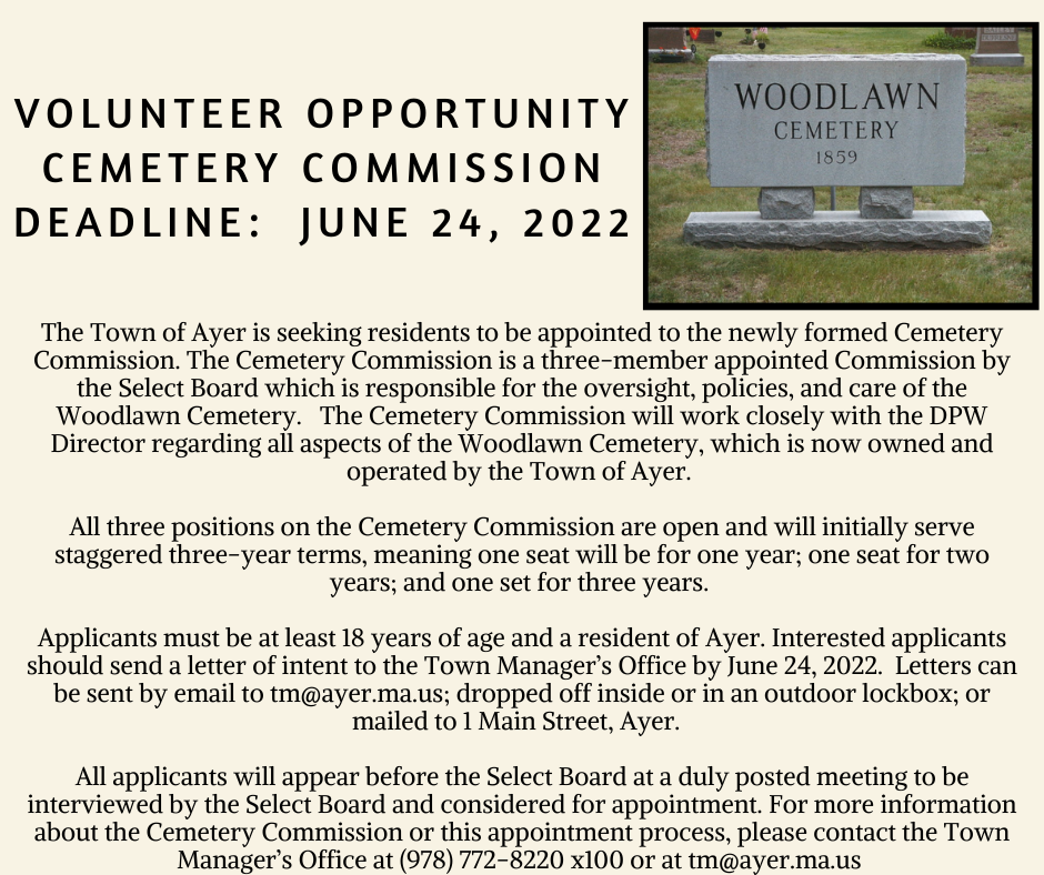 Volunteer Opportunity Cemetery Commission