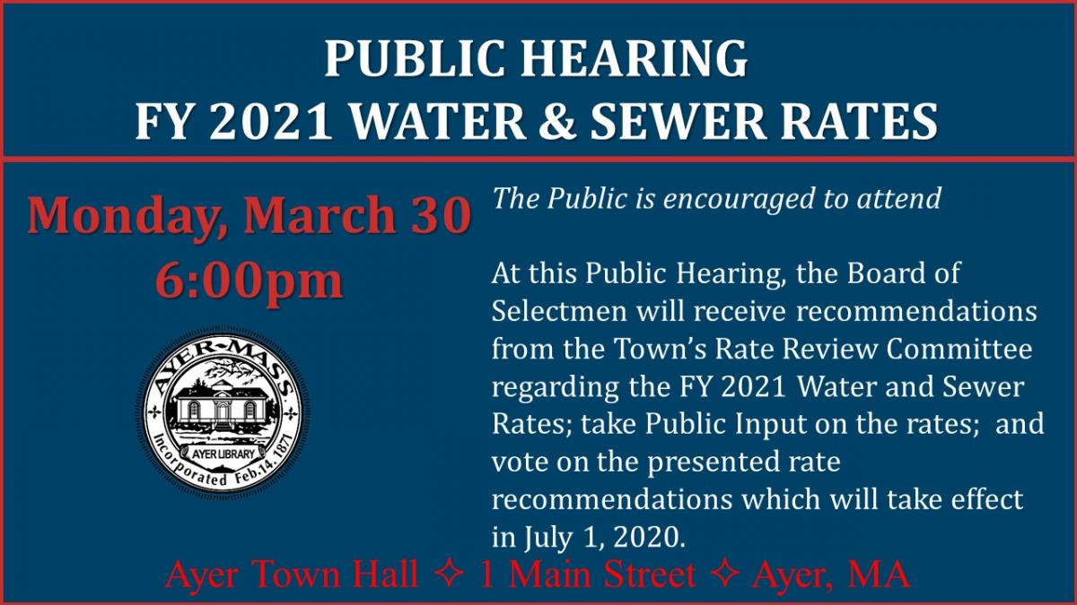 FY 2021 Water and Sewer Rate Public Hearing Notice