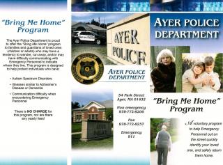 Ayer Police Department Bring Me Home Flyer