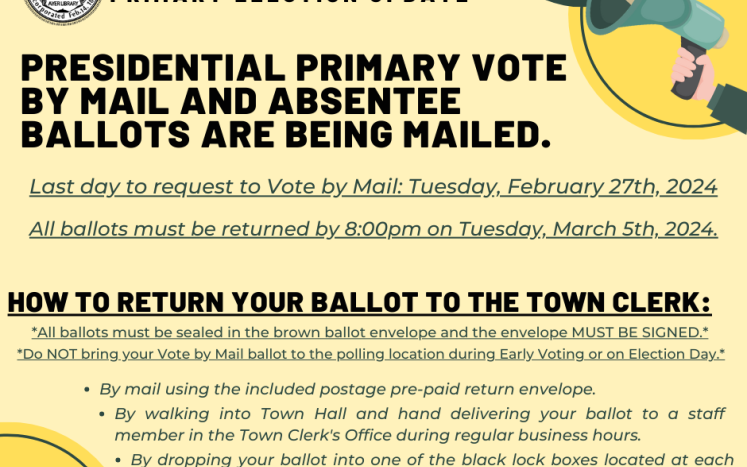 Last day to return Vote by Mail and Absentee Ballots - Presidential Primary