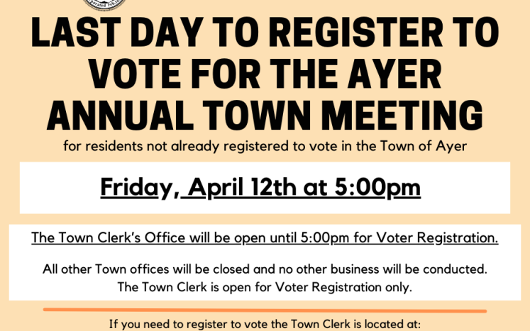 Last Day to Register to Vote at Annual Town Meeting